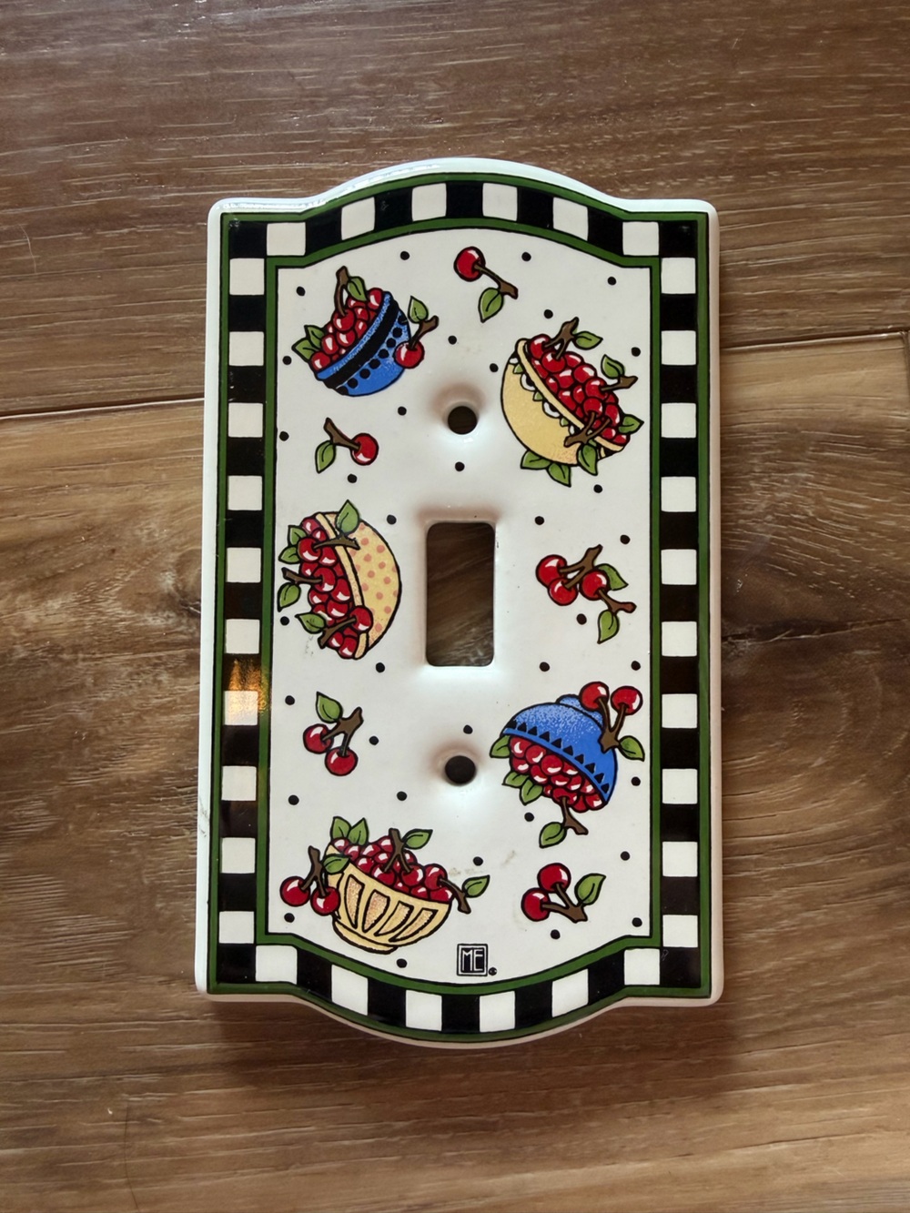 Decorative Cherry Pattern Wall Plate - Mary engelbreit